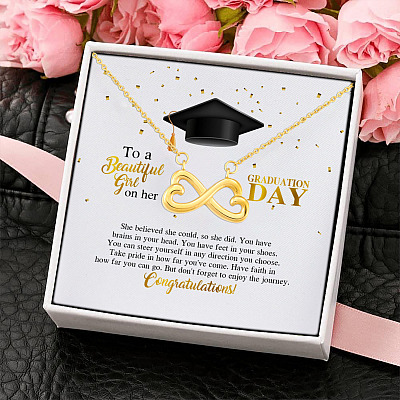 To A Beautiful Girl On Her Graduation Day She Believed She Could So She Did Infinity Heart Pendant Necklace