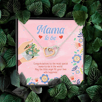 Mama to Be Gift Congratulations for Your New Baby Interlocking Heart Pendant Necklace
