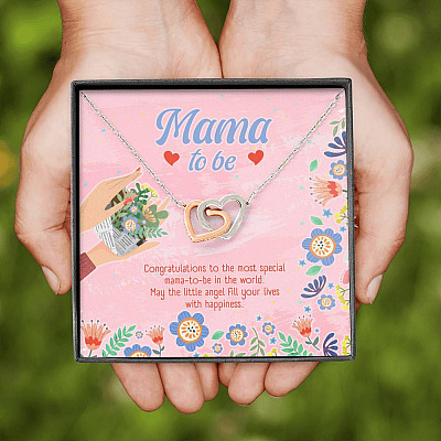 Mama to Be Gift Congratulations for Your New Baby Interlocking Heart Pendant Necklace
