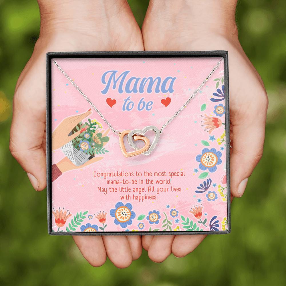 Mama to Be Gift Congratulations for Your New Baby Interlocking Heart Pendant Necklace