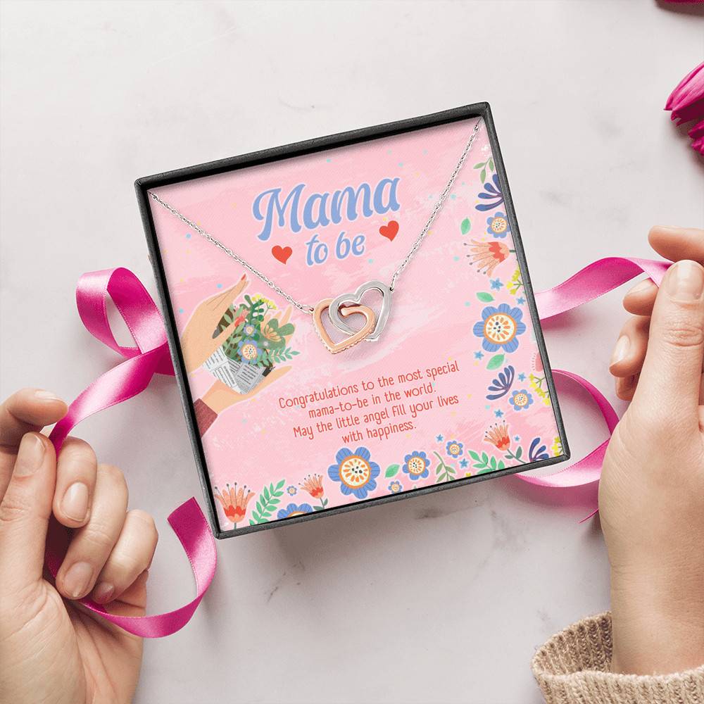 Mama to Be Gift Congratulations for Your New Baby Interlocking Heart Pendant Necklace