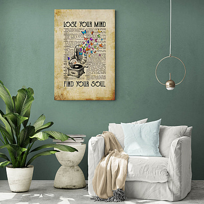 Alternative view of Lose Your Mind Find Your Soul Phonograph Music Framed Canvas Prints-Unframed Poster-Home Decor Wall Art