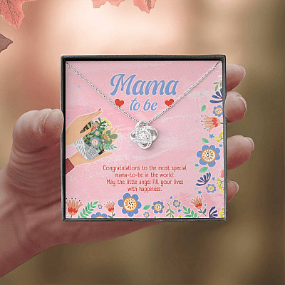 Mama to Be Gift Congratulations for Your New Baby Love Knot Pendant Necklace