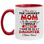 Personalized Mom Accent Mug, White/Red, 11 oz. Accent Mug