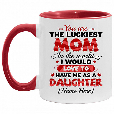 Personalized Mom Accent Mug, White/Red, 11 oz. Accent Mug