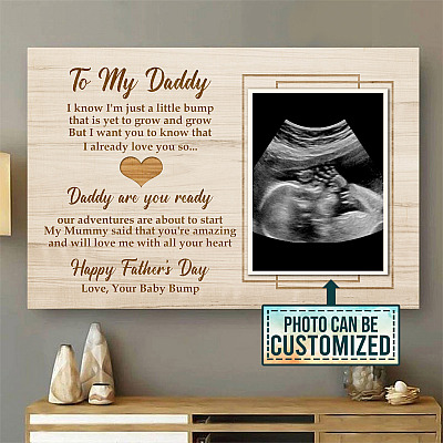 Alternative view of Personalized Custom Photo To My Daddy Baby Bump Sonogram Picture Framed Canvas - Unframed Poster