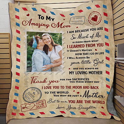 Custom Photo To My Amazing Mom I Am Because You Are So Much of Me Is Made from You Fleece Blanket-Woven Blanket