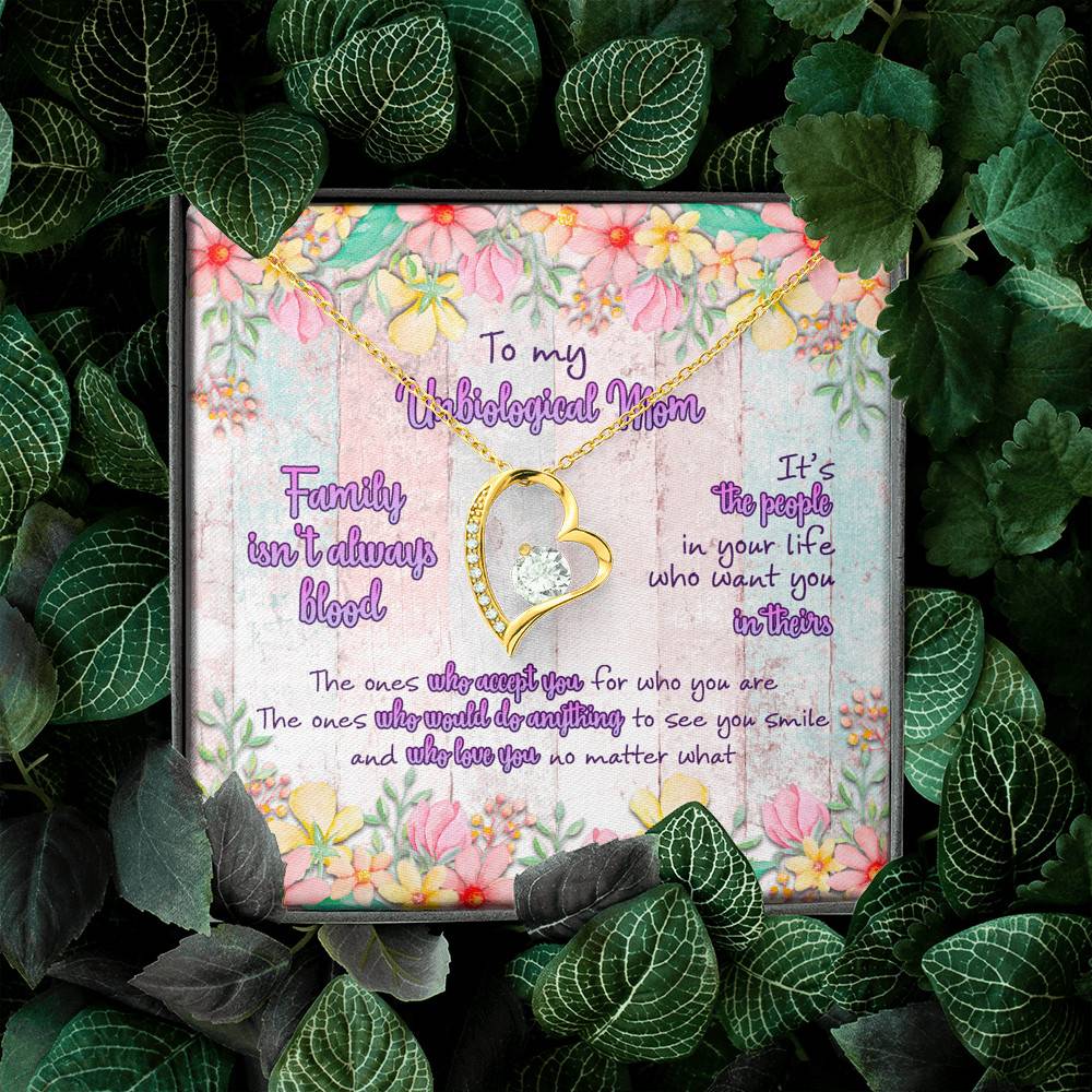 To My Unbiological Mom Family Isn't Always Blood Forever Love Pendant Necklace