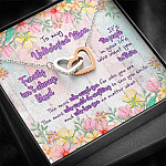 To My Unbiological Mom Family Isn't Always Blood Interlocking Hearts Pendant Necklace