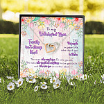 To My Unbiological Mom Family Isn't Always Blood Interlocking Hearts Pendant Necklace