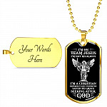 I'm on Team Jesus I'm Not Religious I'm Christian Imperfect and Unworthy Dog Tag Pendant Necklace