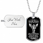 I'm on Team Jesus I'm Not Religious I'm Christian Imperfect and Unworthy Dog Tag Pendant Necklace