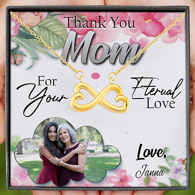 Alternative view of Personalized Photo Thank You Mom for Your Eternal Love Infinity Heart Pendant Necklace