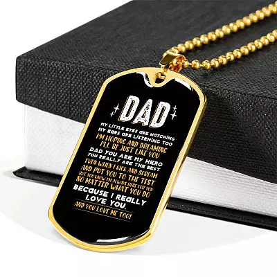 Dad My Little Eyes Are Watching You Are My Hero Father's Day Dog Tag Pendant Necklace - Father's Day Gift