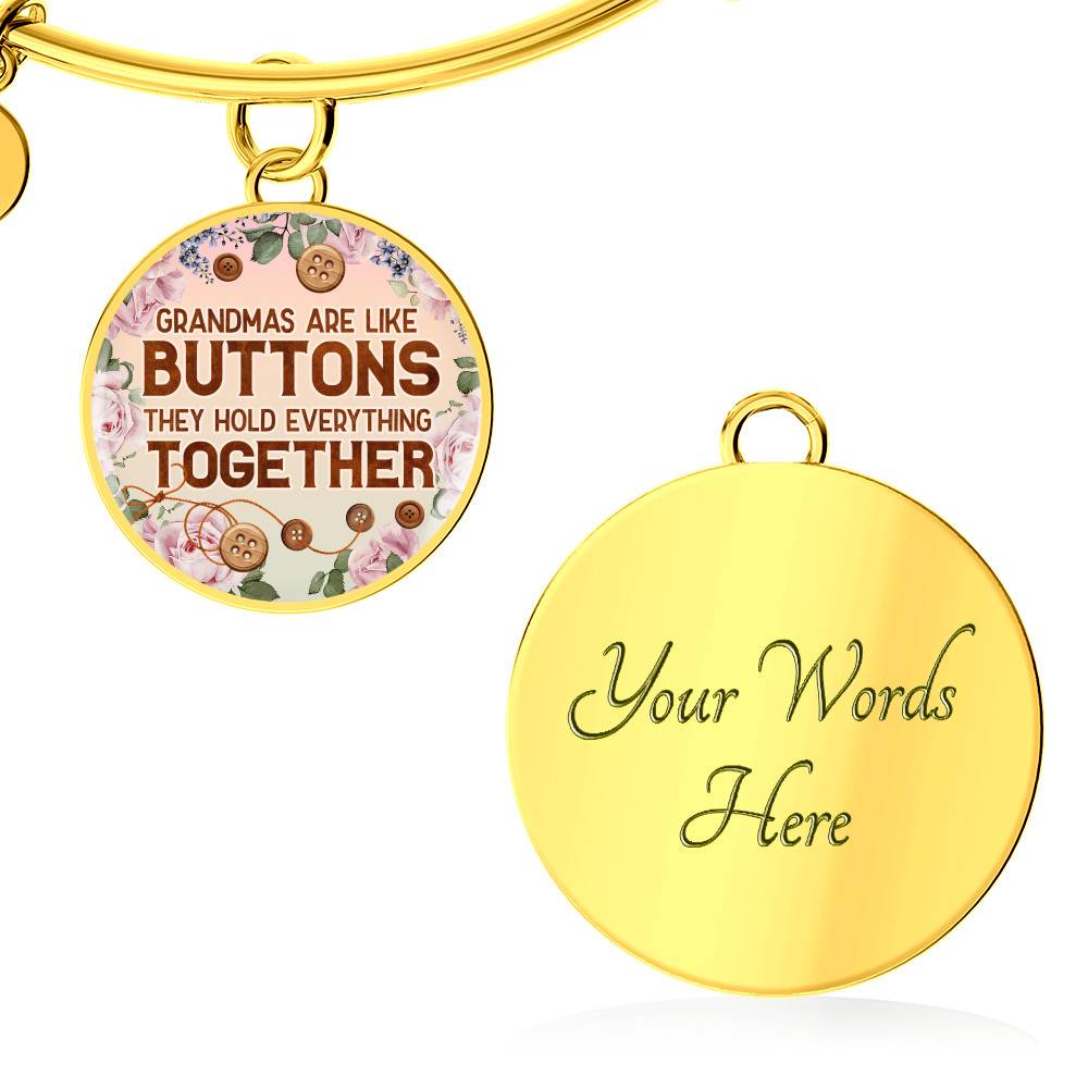 Grandmas Are Like Buttons They Hold Everything Together Circle Pendant Necklace
