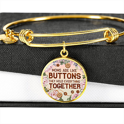 Moms Are Like Buttons They Hold Everything Together Circle Pendant Necklace