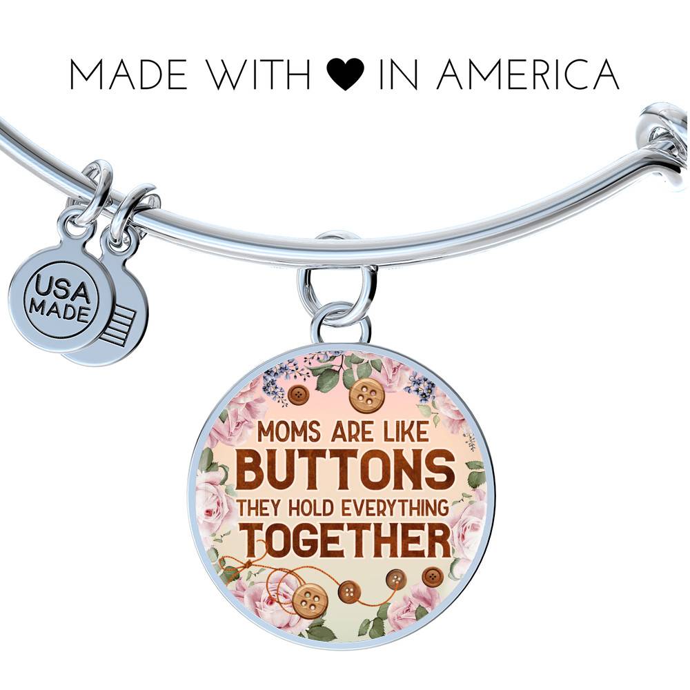 Moms Are Like Buttons They Hold Everything Together Circle Pendant Necklace