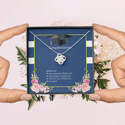 Behind You All Your Memories Love Knot Pendant Necklace - Graduation Necklace - Class Of 2021 Necklace
