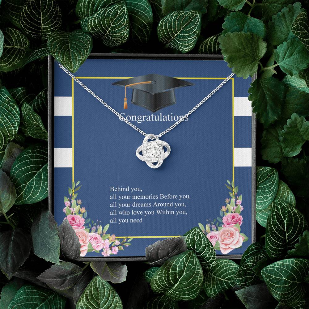 Behind You All Your Memories Love Knot Pendant Necklace - Graduation Necklace - Class Of 2021 Necklace