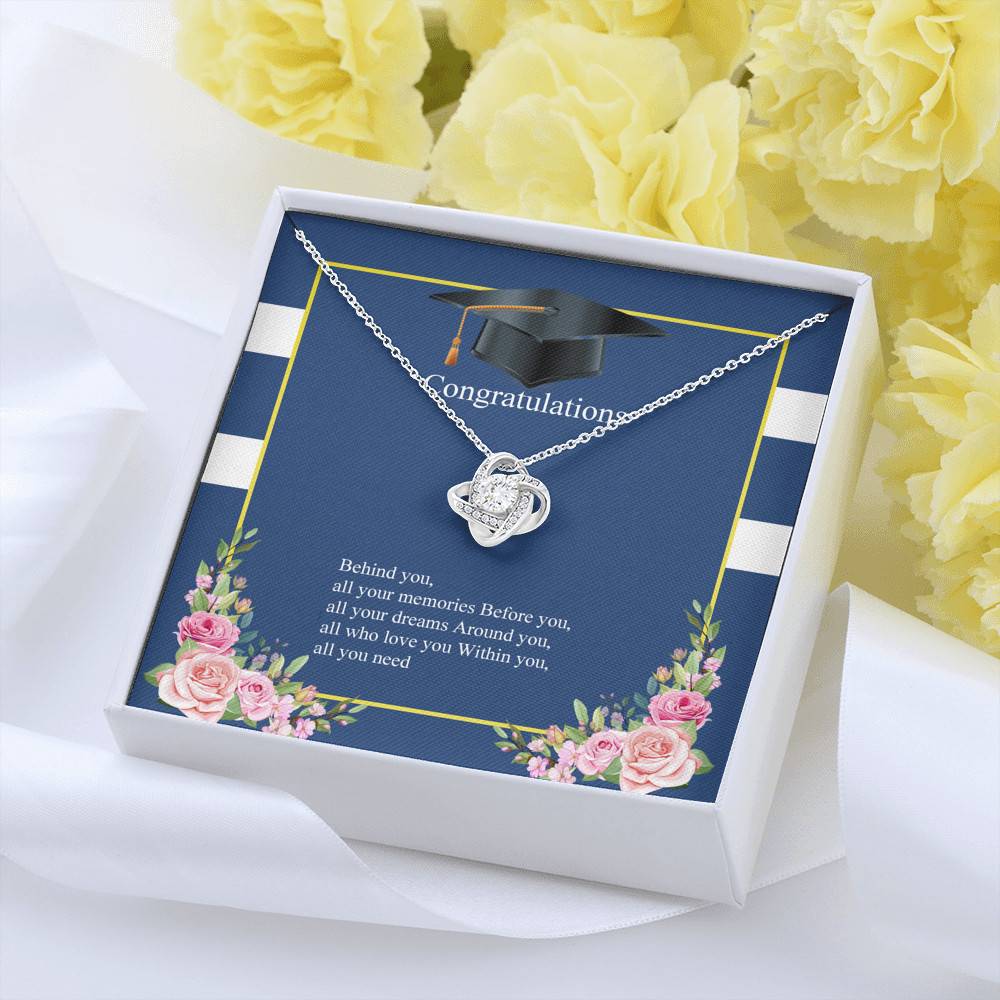 Behind You All Your Memories Love Knot Pendant Necklace - Graduation Necklace - Class Of 2021 Necklace