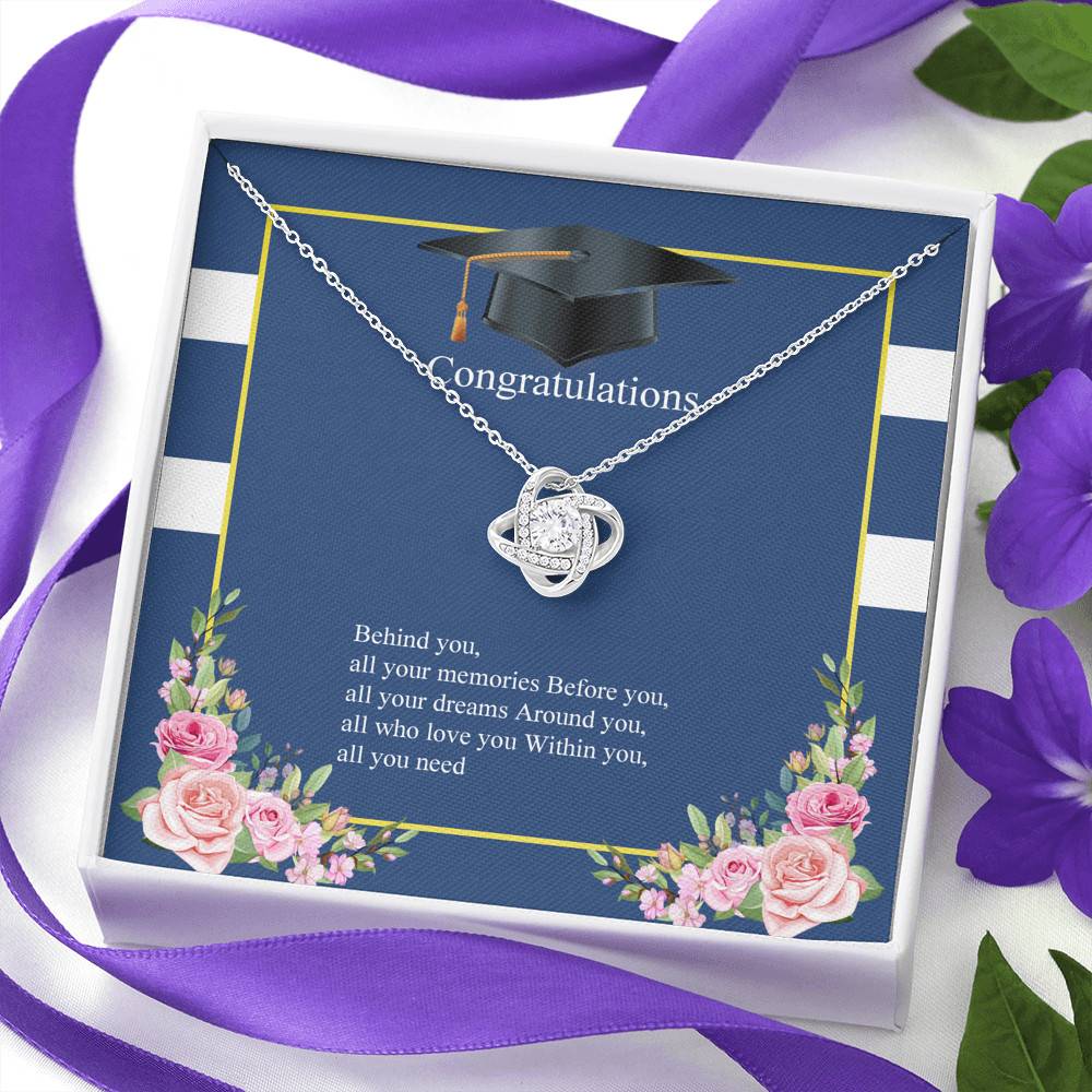 Behind You All Your Memories Love Knot Pendant Necklace - Graduation Necklace - Class Of 2021 Necklace