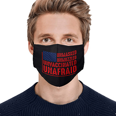 Alternative view of Unmasked Unmuzzled Unvaccinated Unafraid Washable Reusable Custom Printed Cloth Face Mask Cover