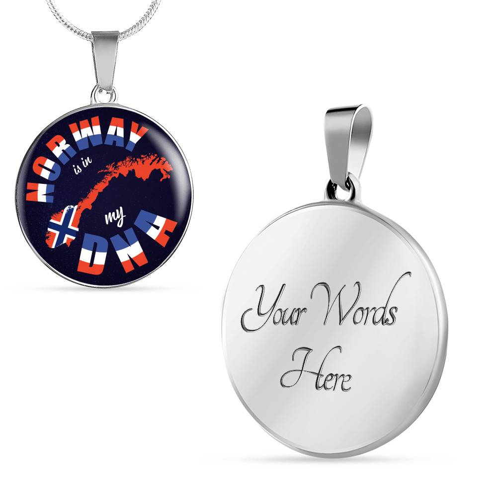 Norway Is In My DNA Luxury Circle Pendant Necklace - Bangle - Norway Lover Gifts Norway Is In My DNA Luxury Circle Pendant Necklace - Bangle - Norway Lover Gifts