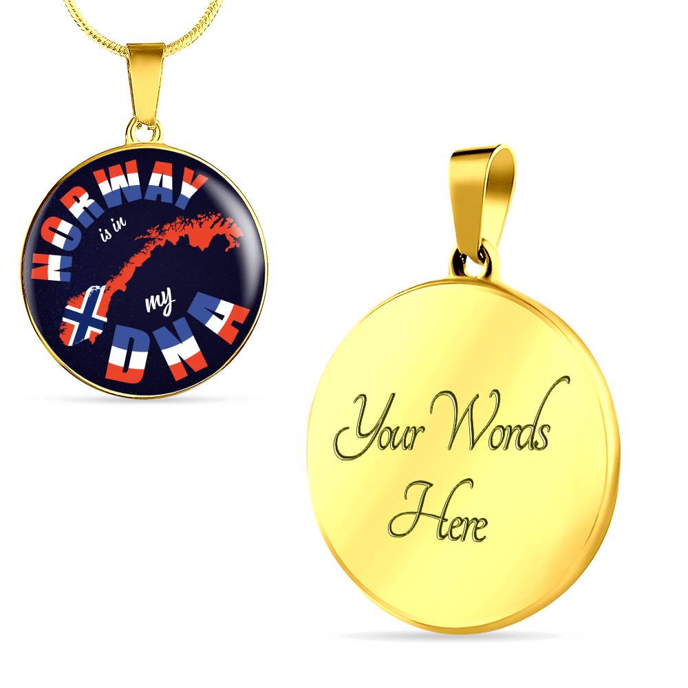 Norway Is In My DNA Luxury Circle Pendant Necklace - Bangle - Norway Lover Gifts Norway Is In My DNA Luxury Circle Pendant Necklace - Bangle - Norway Lover Gifts