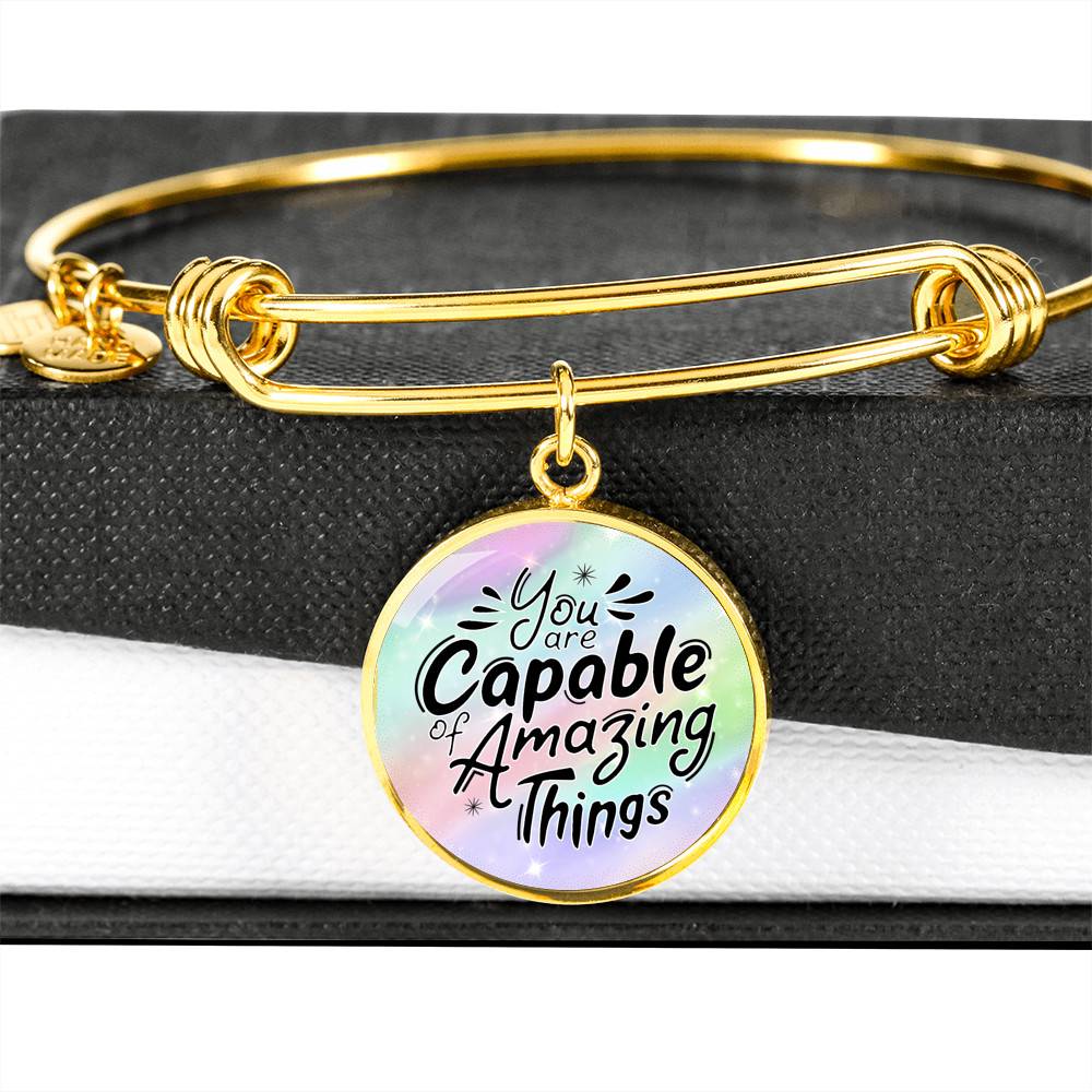 You Are Capable of Amazing Things Circle Pendant Necklace