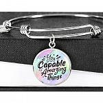 You Are Capable of Amazing Things Circle Pendant Necklace
