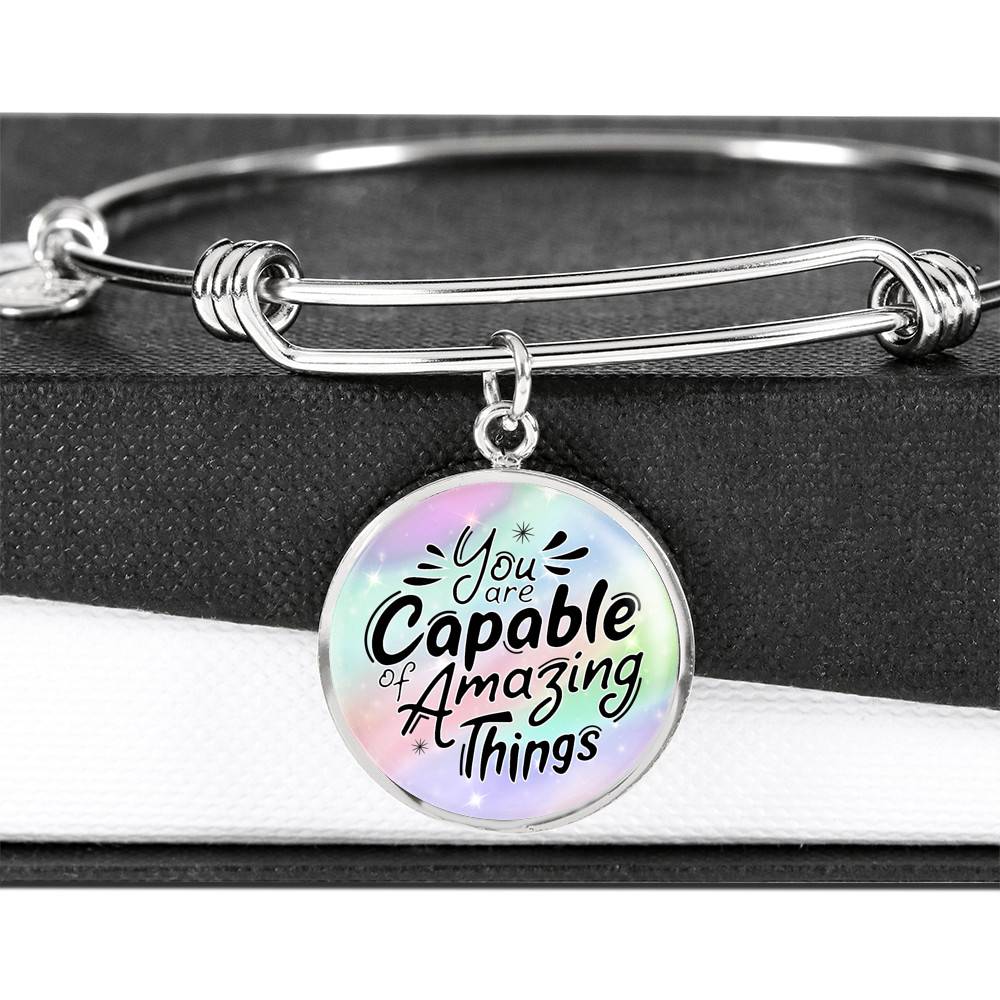 You Are Capable of Amazing Things Circle Pendant Necklace