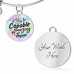 You Are Capable of Amazing Things Circle Pendant Necklace