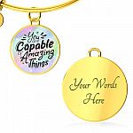 You Are Capable of Amazing Things Circle Pendant Necklace