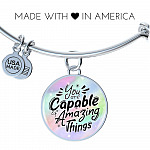 You Are Capable of Amazing Things Circle Pendant Necklace