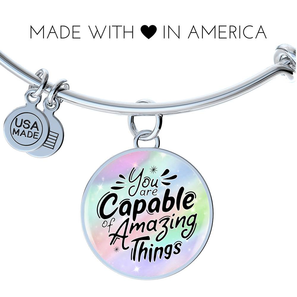 You Are Capable of Amazing Things Circle Pendant Necklace