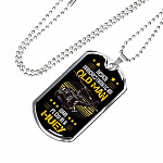 Never Underestimate An Old Man Who Flew In A Huey Dog Tag Pendant Necklace