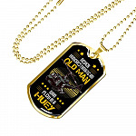 Never Underestimate An Old Man Who Flew In A Huey Dog Tag Pendant Necklace