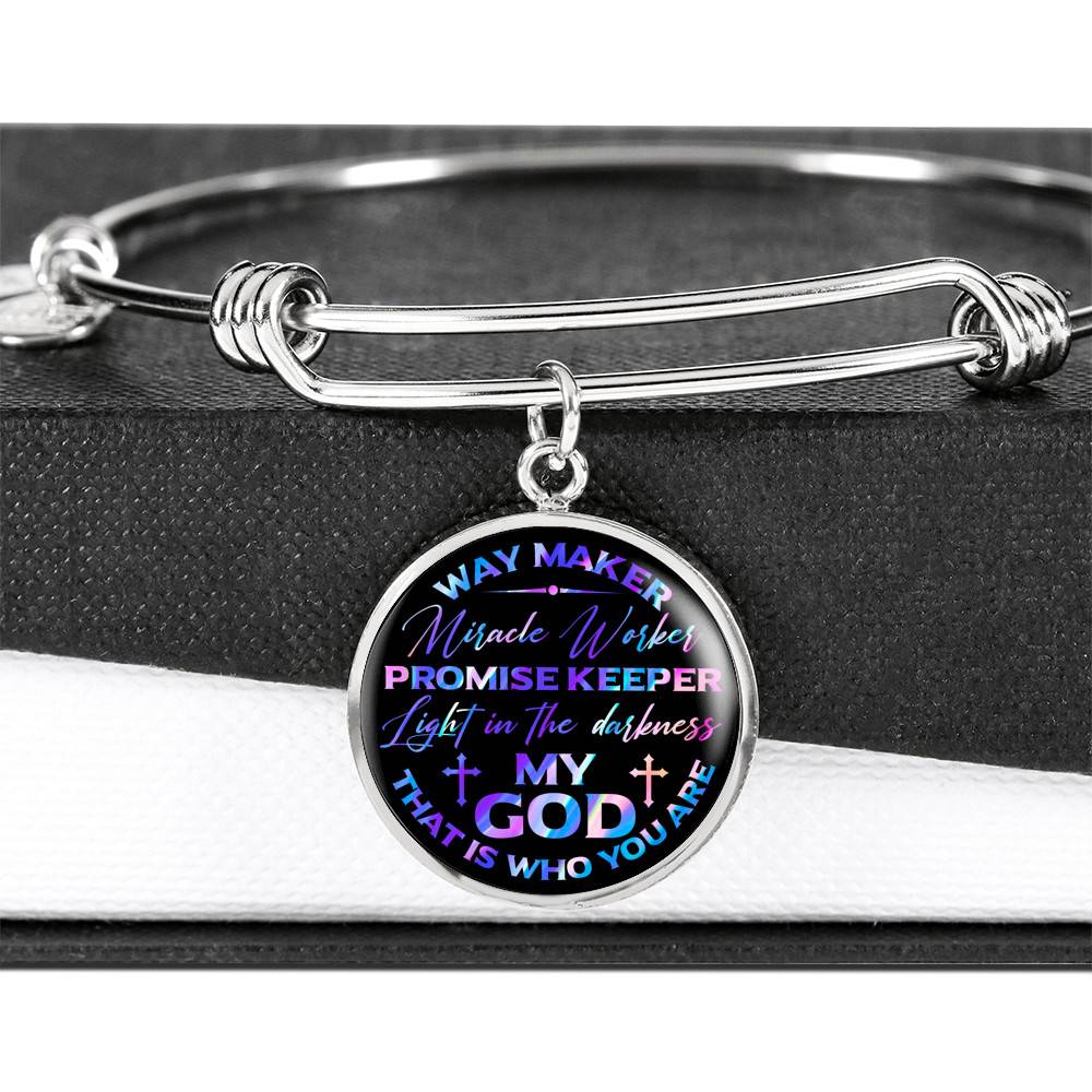 Way Maker Miracle Worker Promise Keeper Light in the Darkness My God That Is Who You Are Circle Pendant Necklace