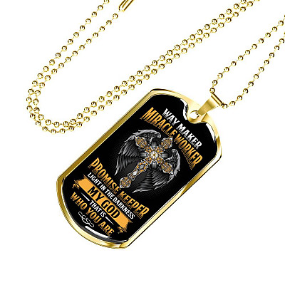 Way Maker Miracle Worker Promise Keeper Light in The Darkness My God That's Who You Are Dog Tag Pendant Necklace