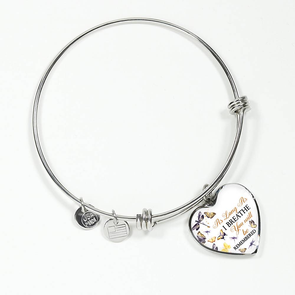 Personalized As Long As I Breathe You Will Be Remembered Heart Pendant Necklace - Memorial Customized Necklace