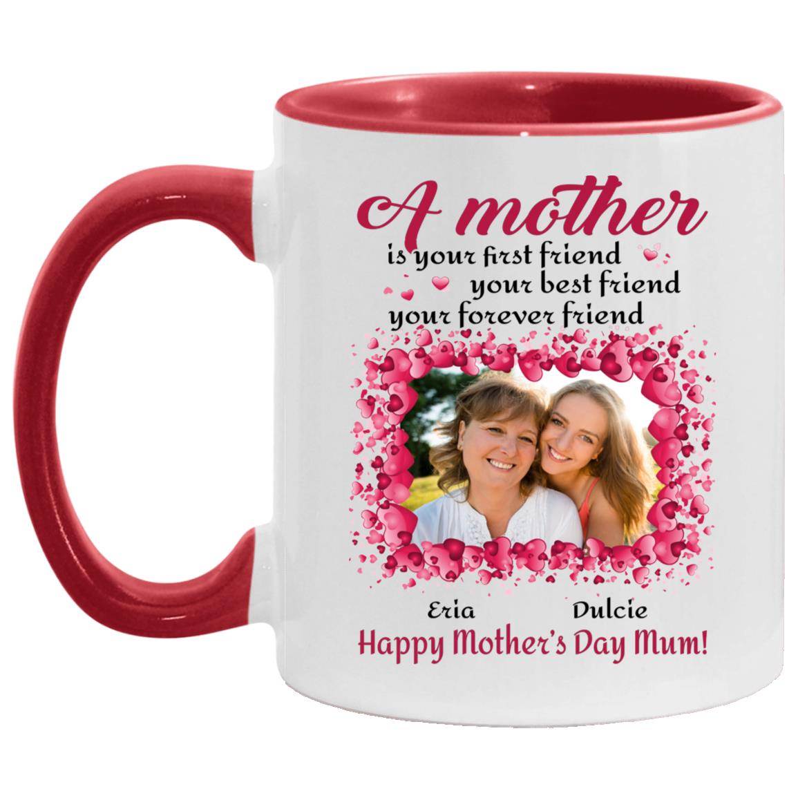 Personalized Photo Mug, White/Red, 11 oz. Accent Mug