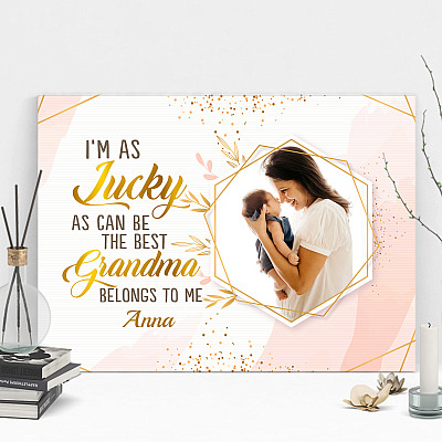 Alternative view of Personalized Photo I'm as Lucky as Can Be the Best Grandma Belongs to Me Framed Canvas - Unframed Poster