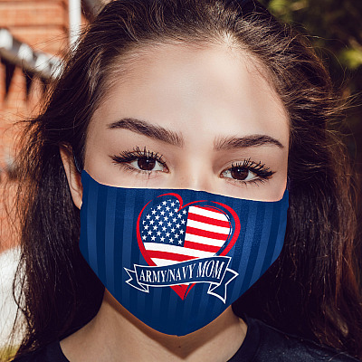 Alternative view of Army Navy Mom Washable Reusable Custom Printed Cloth Face Mask Cover