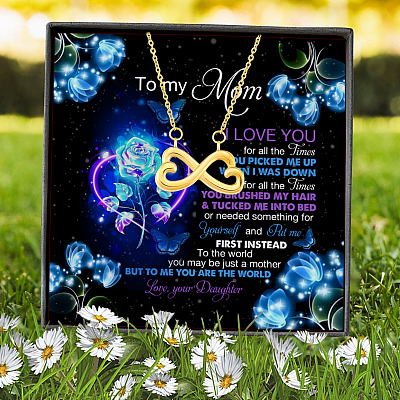 Daughter To My Mom I Love You For All The Times You Picked Me Up Infinity Heart Pendant Necklace