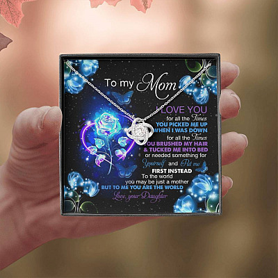 Daughter To My Mom I Love You For All The Times You Picked Me Up Love Knot Pendant Necklace