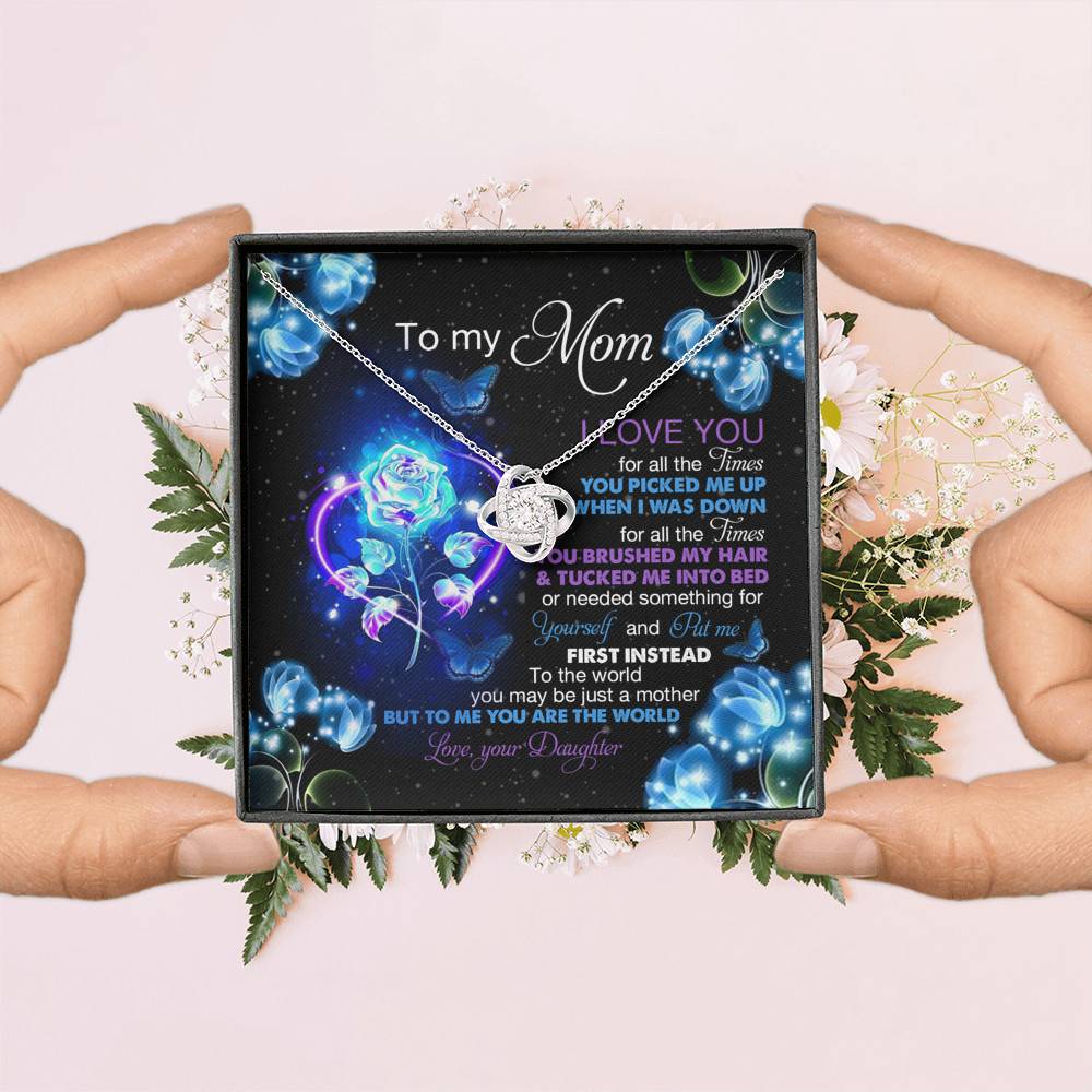 Daughter To My Mom I Love You For All The Times You Picked Me Up Love Knot Pendant Necklace