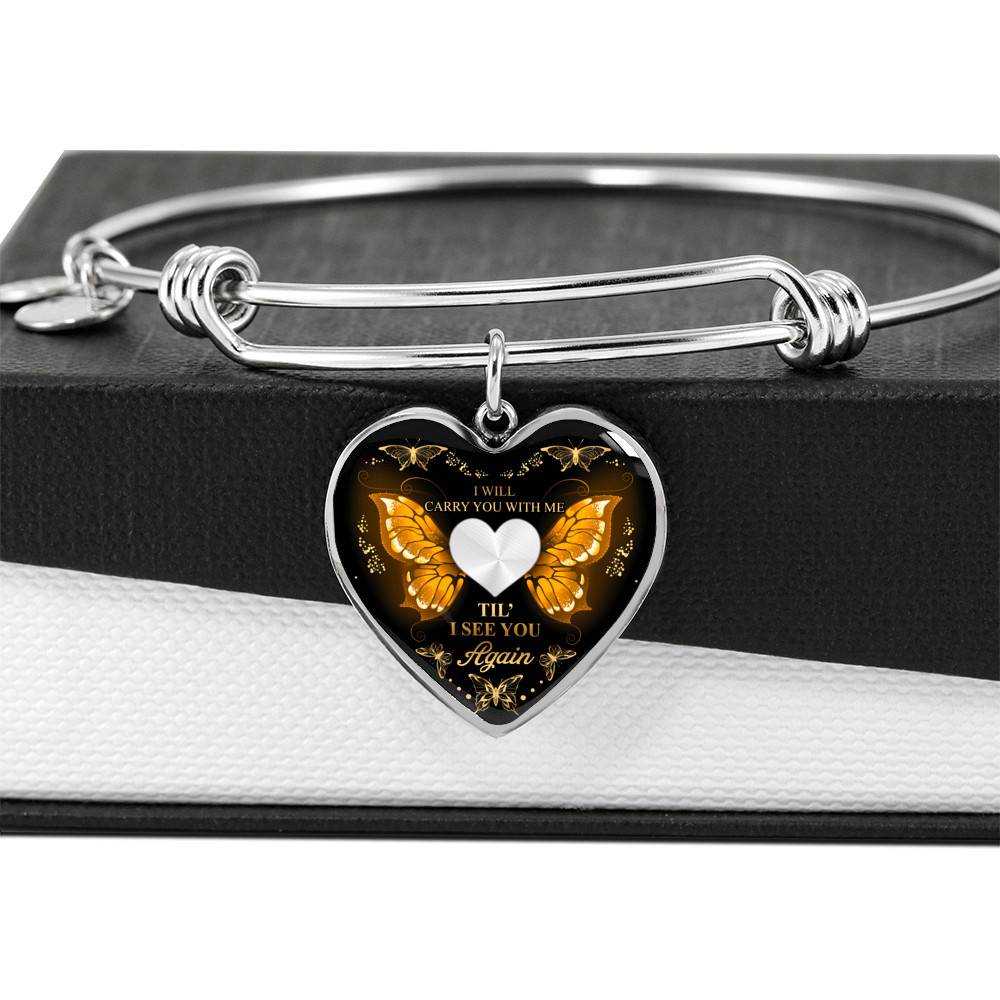 Personalized Photo I Will Carry You With Me Till I See You Again Heart Pendant Necklace