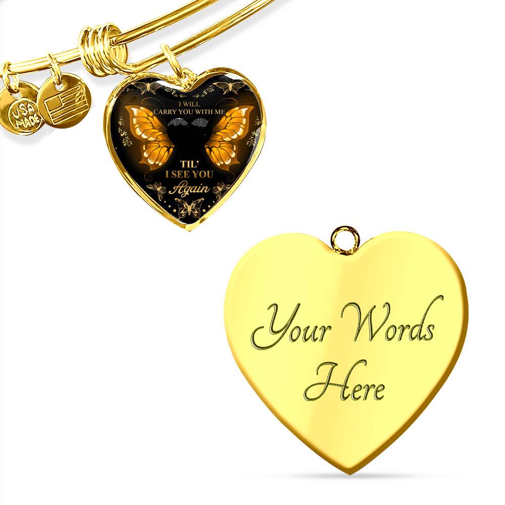 Personalized Photo I Will Carry You With Me Till I See You Again Heart Pendant Necklace
