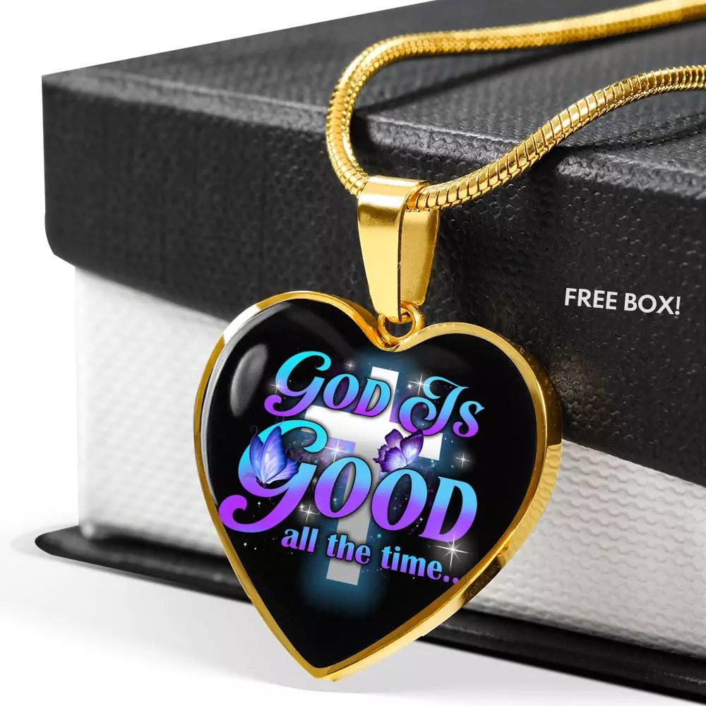 God Is Good All The Time Heart Pendant Necklace - Christian Jewelry Gift For Women God Is Good All The Time Heart Pendant Necklace - Christian Jewelry Gift For Women