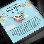 Personalized to An Amazing New Mom Interlocking Hearts Pendant Necklace